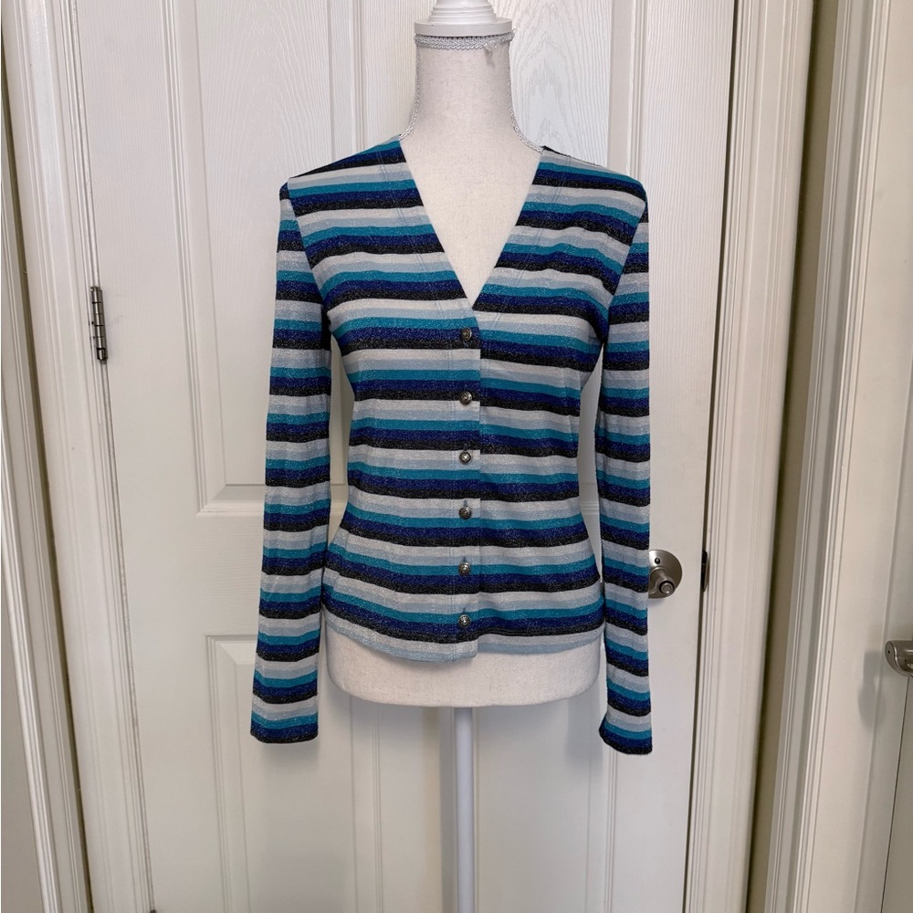 Moschino Blue and Black Striped Cardigan